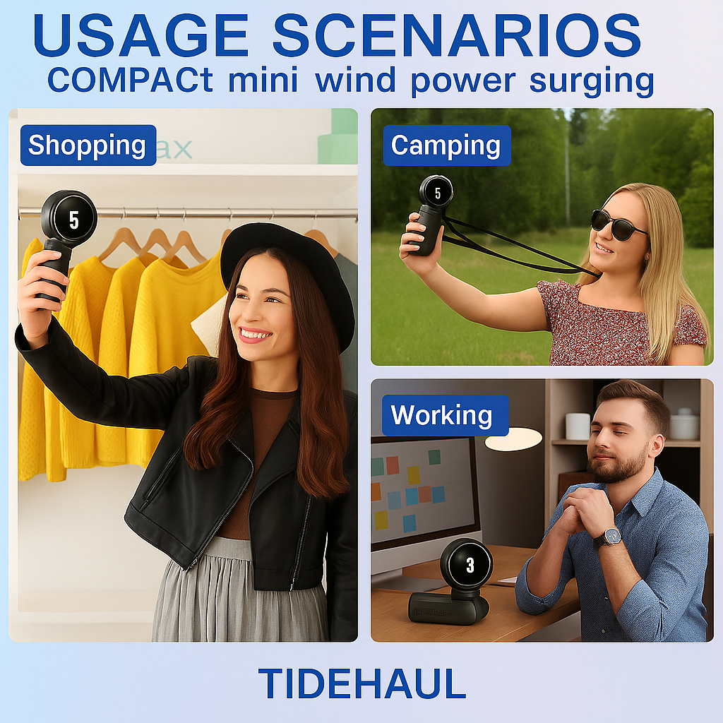 Stay Cool Anywhere – 10-Hour Rechargeable Turbo Fan for Travel, Work & Outdoor Comfort